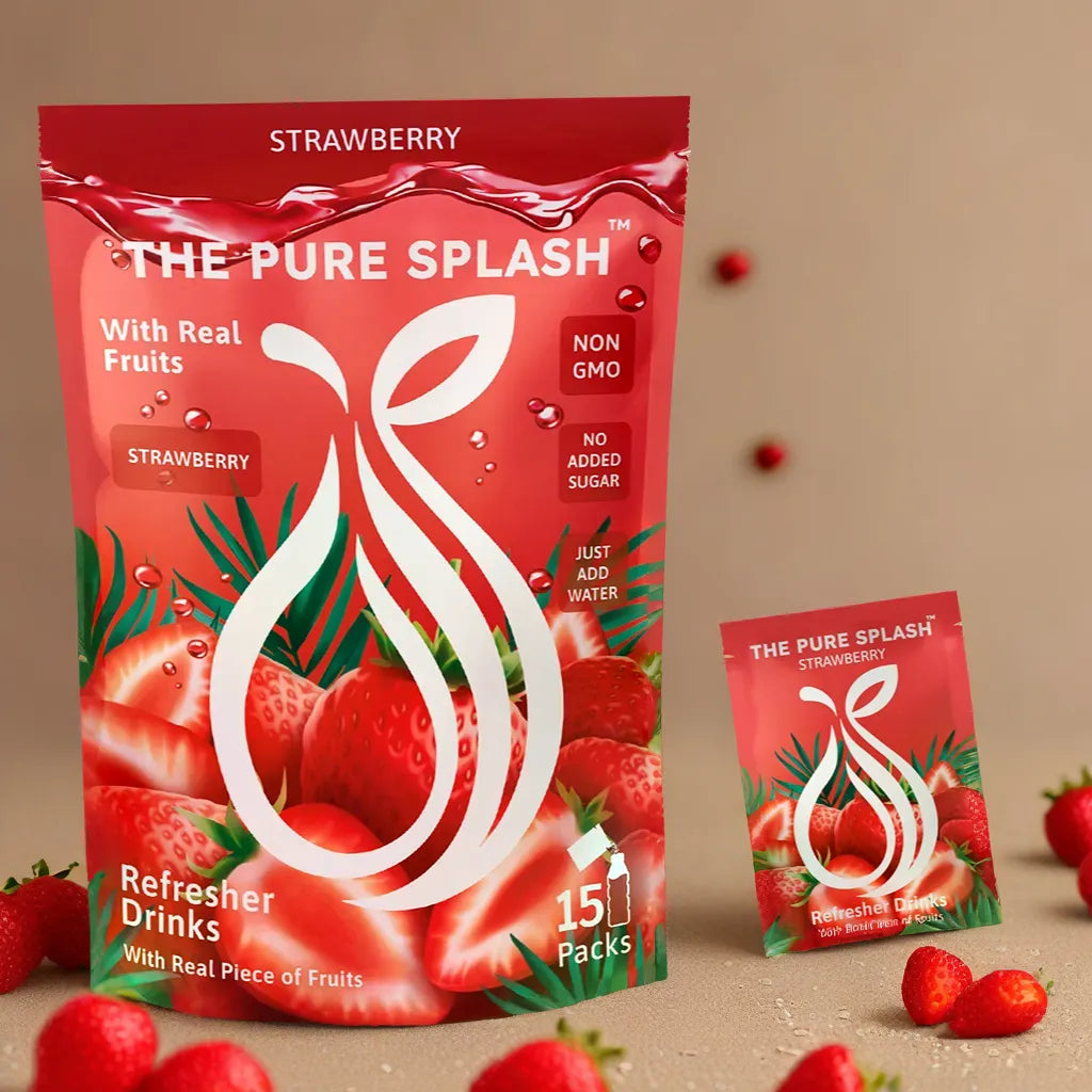 Strawberry Splash Refresher Hydration Powdered Drink – 15 Single On-The-Go Packets